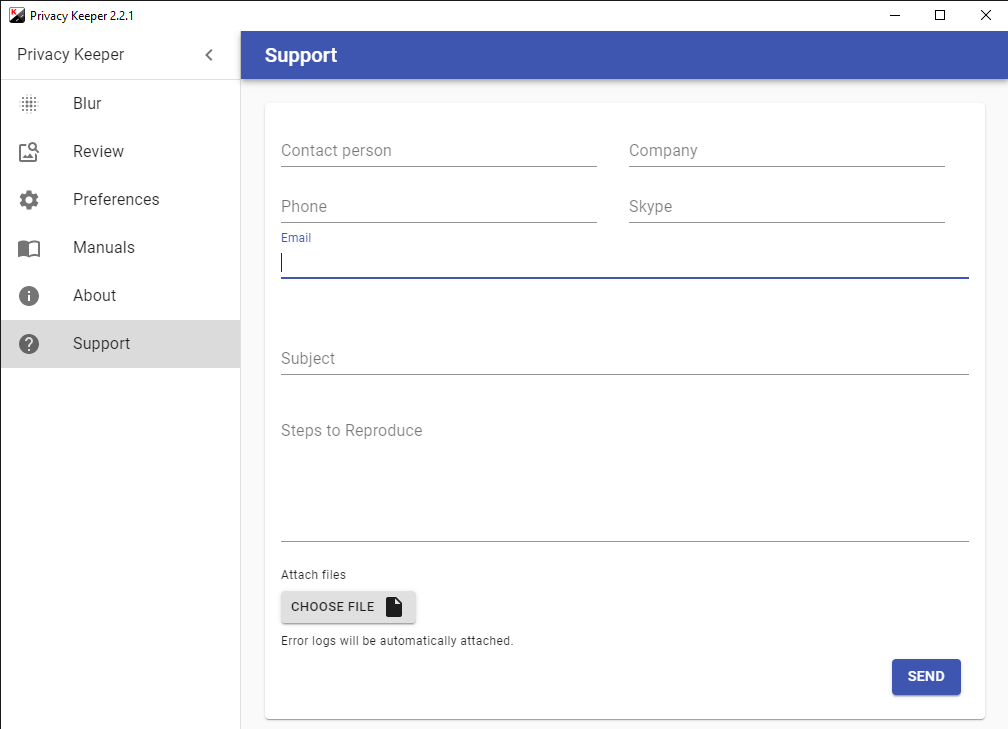 Privacy Keeper Support Form